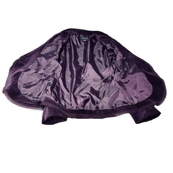 NWOT Focus 2000 Size 6 Purple Velvet Blazer Jacket Embroider Lash Fringe Pocket - Picture 10 of 10